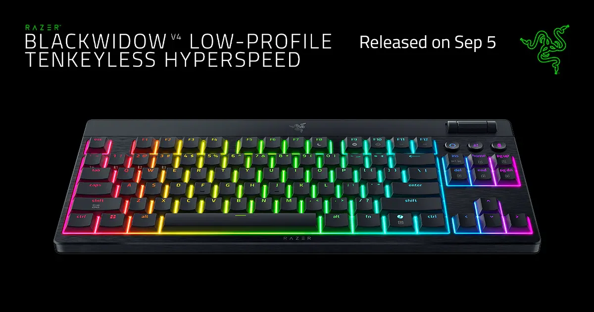 【9月5日発売！】Razerの超薄型モデルBlackWidow V4 Low-Profile HyperSpeed が発売！